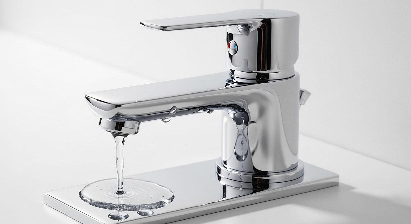 bathroom faucet is leaking from the handle