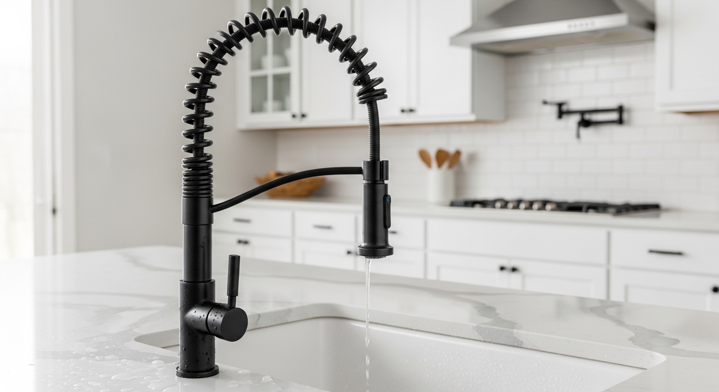 matte black industrial kitchen faucet